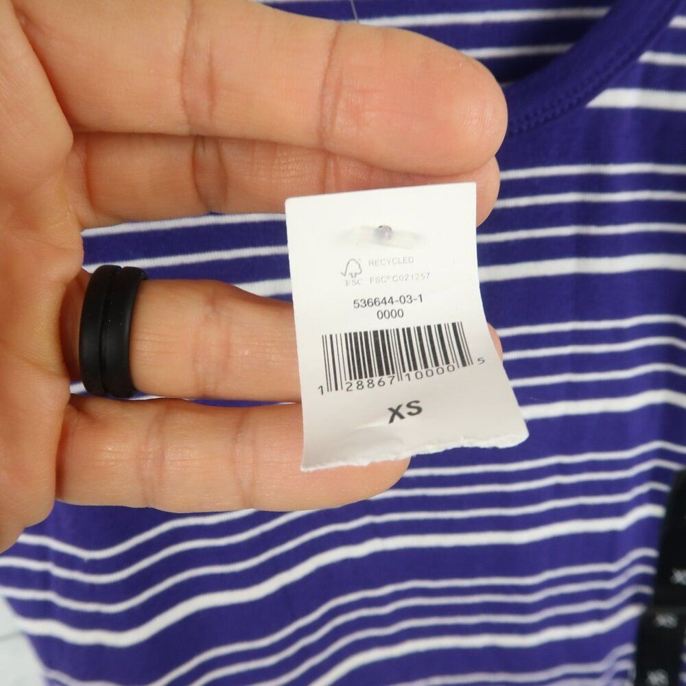 BANANA REPUBLIC PURPLE & WHITE STRIPE EXTRA LONG TANK TOP SIZE XS NWT - Picture 5 of 8